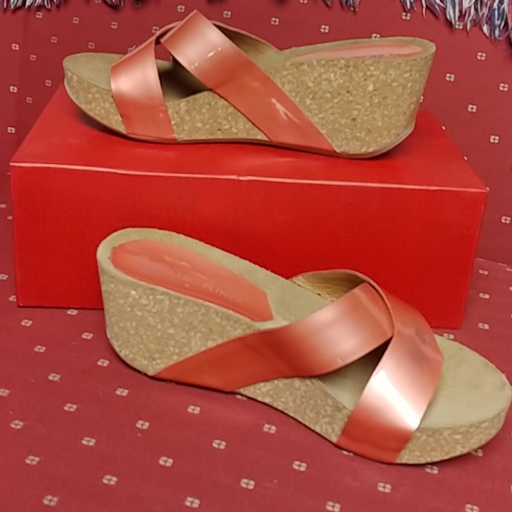 Cork heel wedges.